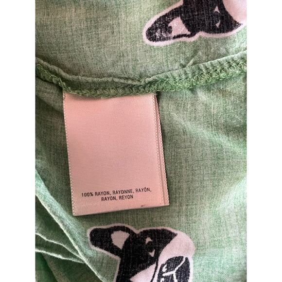 Maeve Size 2 Women's Long Sleeve Blouse Green w/ Bull Dogs - Picture 6 of 6